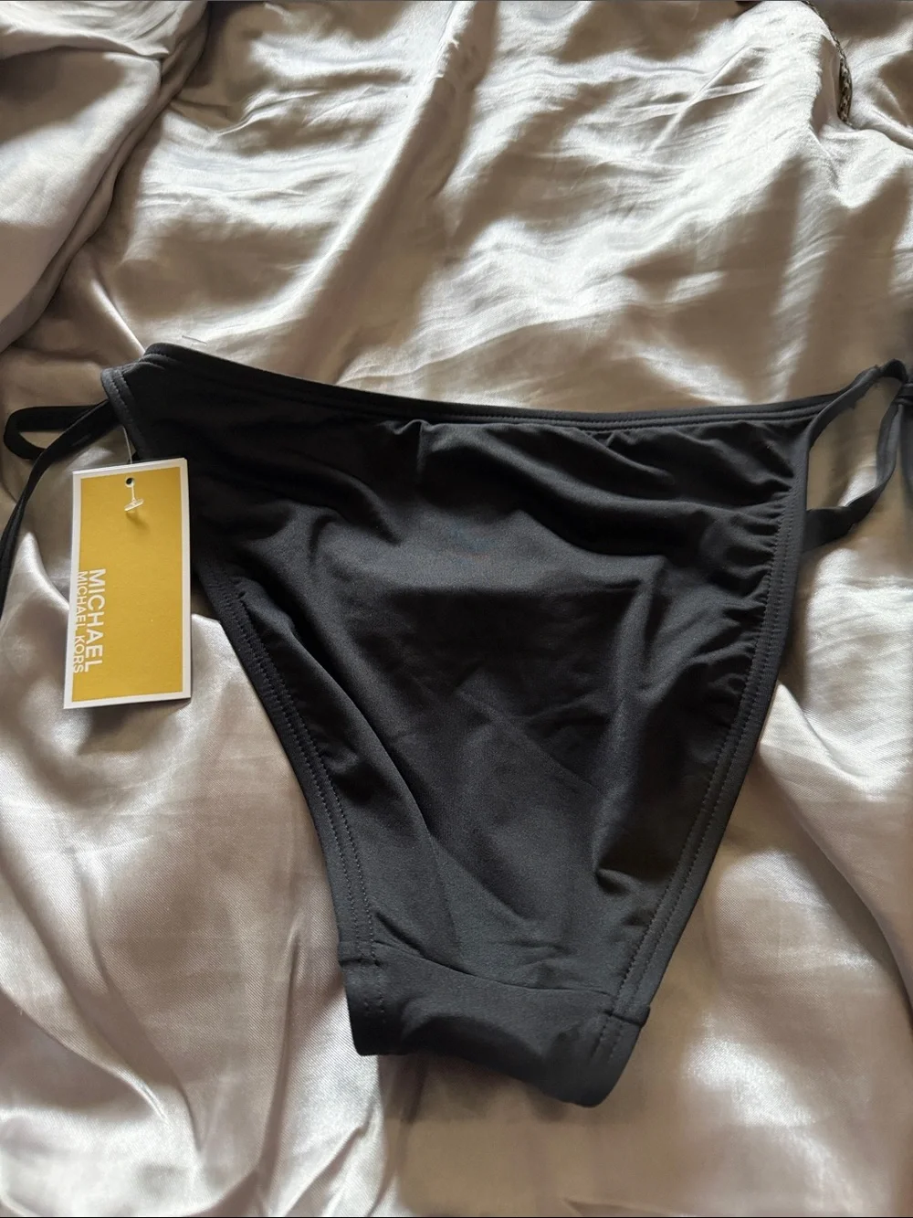 MICHAEL Michael Kors Black Studded Tie-Side Bikini Bottoms
